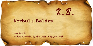 Korbuly Balázs névjegykártya
